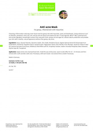Krauterhaus Sanct Bernhardt Anti-acne Mask, 60 мл