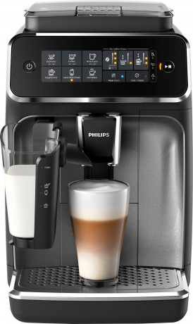 Philips Philips Kaffeevollautomat 3200 Serie EP3246/70 LatteGo, fur 5 Kaffeespezialitaten und anpassbarer Starke, silber schwarz  Полностью автоматическая кофемашина Philips серии 3200 EP3246/70 LatteGo, для 5 сортов кофе и регулируемой крепости, серебрис