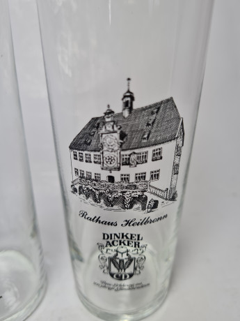 Dinkel Acker CD Два стеклянных стакана с черным рисунком и золотой каймой, 2шт х 14см x 5,5см, Германия, 1970-80гг.