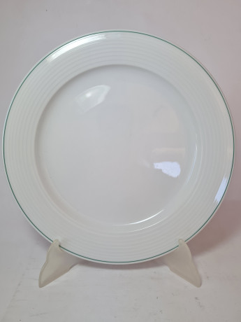 Bauscher Weiden Фарфоровая белая тарелка с зелёным ободком, 27,5 x 2,5 см, Германия, 1960-70гг.