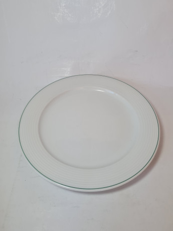 Bauscher Weiden Фарфоровая белая тарелка с зелёным ободком, 27,5 x 2,5 см, Германия, 1960-70гг.