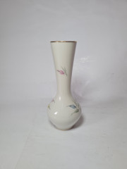 Bavaria Белая фарфоровая ваза с цветочным декором, 19,5 x 7,5 см, Германия, 1960-70гг.