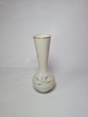 Bavaria Белая фарфоровая ваза с цветочным декором, 19,5 x 7,5 см, Германия, 1960-70гг.