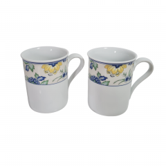 Кружка винтажная Hutschenreuther с ботаническим принтом, фарфор, 2 шт., 10.5 см, Германия, 1980-90гг.