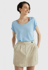Tommy Hilfiger SCOOP NECK ROLLED SLEEVE Basic T-shirt vessel blue РУКАВ С ВЫСОКИМ ВЫРЕЗОМ Базовая футболка сосуд синий