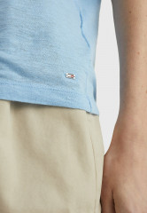 Tommy Hilfiger SCOOP NECK ROLLED SLEEVE Basic T-shirt vessel blue РУКАВ С ВЫСОКИМ ВЫРЕЗОМ Базовая футболка сосуд синий