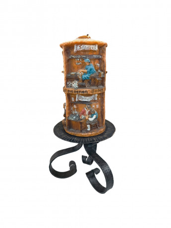 Подсвечник большой винтажный Johann Gunter с фигурной свечой, 31 х 16 см, Германия, 1980-90гг.