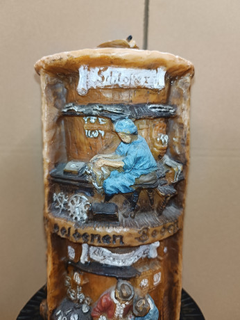 Подсвечник большой винтажный Johann Gunter с фигурной свечой, 31 х 16 см, Германия, 1980-90гг.