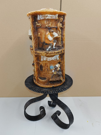 Подсвечник большой винтажный Johann Gunter с фигурной свечой, 31 х 16 см, Германия, 1980-90гг.