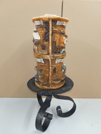 Подсвечник большой винтажный Johann Gunter с фигурной свечой, 31 х 16 см, Германия, 1980-90гг.