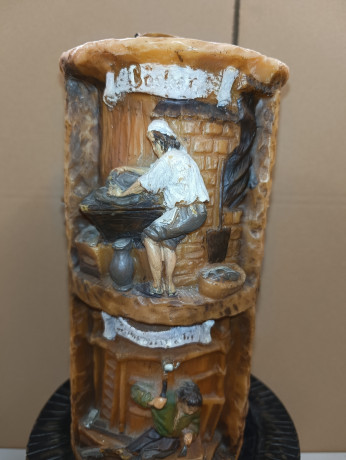 Подсвечник большой винтажный Johann Gunter с фигурной свечой, 31 х 16 см, Германия, 1980-90гг.