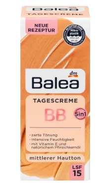 Balea Getonte Tagescreme BB Mittlerer Hautton, Балеа ВВ крем дневной с витамином Е и маслом косточек персика, средний тон, SPF15, 50мл
