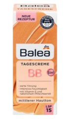 Balea Getonte Tagescreme BB Mittlerer Hautton, Балеа ВВ крем дневной с витамином Е и маслом косточек персика, средний тон, SPF15, 50мл