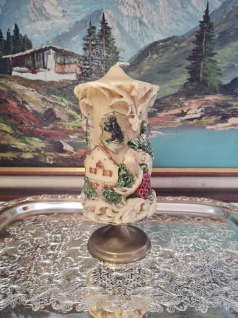 Свеча винтажная фактурная с декором "г. Мюнхен", 22 x 9 см, Германия, 1960-70гг.