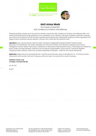 Krauterhaus Sanct Bernhardt Anti-stress Mask, 60 мл