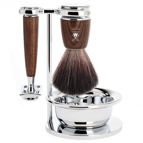 Muhle Rytmo 4tlg. Rasierset, Black Fibre Esche gedampft  Ритм 4 части Бритвенный набор, пропаренный черный пепел