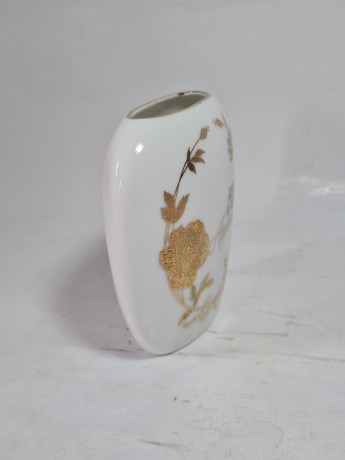 Ваза винтажная Fine China, Norcrest "50 летний юбилей" с золотистым декором, костяной фарфор, 11 х 10 см, Япония, 1970-80гг.