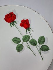 Mitterteich Bavaria Чайное трио "Красные розы" с позолоченным узором на белом фарфоре, Германия, 1960-70гг.