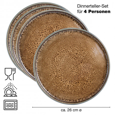 Moritz & Moritz Moritz & Moritz Dinner Teller 4-tlg. REACTIV braun Обеденные тарелки Moritz & Moritz 4 шт. РЕАКТИВНЫЙ