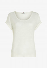 Tommy Hilfiger SCOOP NECK ROLLED SLEEVE Basic T-shirt ecru РУКАВ С ВЫСОКИМ ВЫРЕЗОМ Базовая футболка экрю