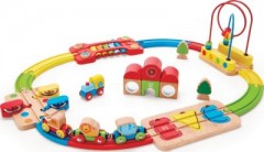 HAPE Regenbogen-Puzzle Eisenbahnset Набор радужных поездов-пазлов