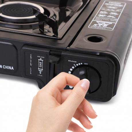 Melody Melody Gaskocher Campingkocher Gasherd Herd Tischkocher Outdoor Portable Campingherd, (1-St., mit Anzundautomatik), 34x25x11 cm (L/B/H)  Газовая плита Мелодия, походная плита, газовая плита, настольная плита, уличная портативная походная плита, (1 