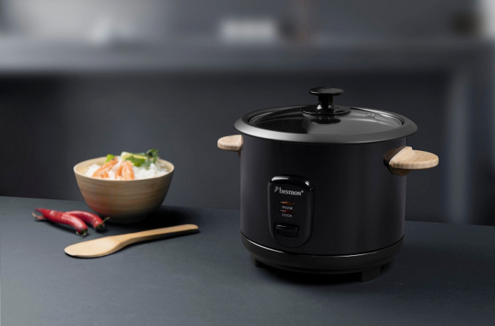 bestron bestron Reiskocher ARC100BW mit Bambusgriffen, 400 W, fur 4-6 Personen, inkl. Messbecher  Reisloffel, 1L Fassungsvermogen  Рисоварка Bestron ARC100BW с бамбуковыми ручками, 400 Вт, для 4-6 человек, включая мерный стакан и ложку для риса, емкость 1