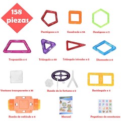COSTWAY Magnetspielzeug 158 Teile Magnetische Bausteine Магнитная игрушка 158 деталей Магнитные строительные блоки
