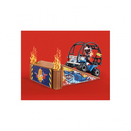 PLAYMOBIL PLAYMOBIL 70820 Starter Pack Stuntshow Quad mit Feuerrampe PLAYMOBIL 70820 Starter Pack Квадроцикл для каскадеров с пожарной рампой