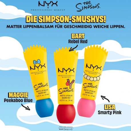 NYX Professional Makeup The Simpsons, Peekaboo Blue, бальзам для губ 8 мл, увлажняющий, матовый, стойкий тинт для губ