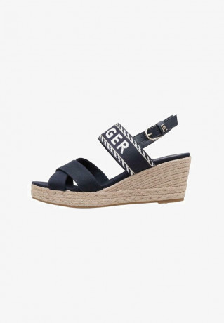 Tommy Hilfiger SEASONAL WEBBING MID Wedge sandals blue SEASONAL WEBBING MID Босоножки на танкетке синий