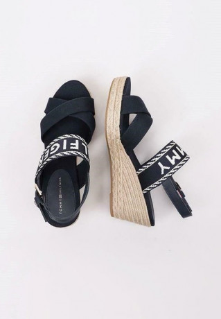 Tommy Hilfiger SEASONAL WEBBING MID Wedge sandals blue SEASONAL WEBBING MID Босоножки на танкетке синий