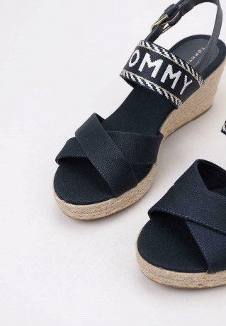 Tommy Hilfiger SEASONAL WEBBING MID Wedge sandals blue SEASONAL WEBBING MID Босоножки на танкетке синий