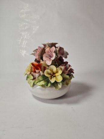 JRJS CLUJ Декоративная фигурка "Разноцветные цветы в вазе", ручная работа,  17см x 14см, Румыния, 1960-70гг.