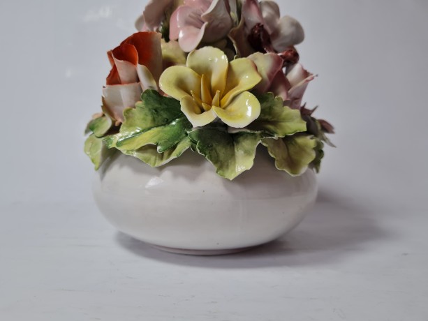 JRJS CLUJ Декоративная фигурка "Разноцветные цветы в вазе", ручная работа,  17см x 14см, Румыния, 1960-70гг.