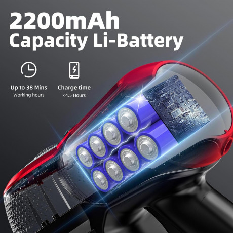 CONOPU CONOPU Akku-Hand-und Stielstaubsauger, 160,00 W, beutellos, Staubsauger 25Kpa Staubsauger Kabellos 160W mit 2 Saugmodi LED-Leuchte  Беспроводной ручной и стержневой пылесос CONOPU, 160,00 Вт, без мешка, пылесос, беспроводной пылесос 25 кПа, 160 Вт,