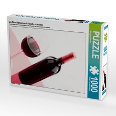 CALVENDO Puzzle CALVENDO Puzzle Ein Glas Rotwein mit Flasche daneben Пазл CALVENDO Puzzle Бокал красного вина с бутылкой рядом с ним