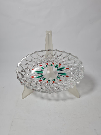 Тарелка винтажная с зелено-красным декором, 20 x 13 x 4,5 см, Германия, 1960-70гг.