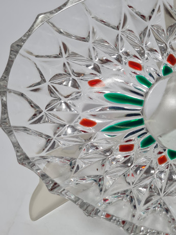 Тарелка винтажная с зелено-красным декором, 20 x 13 x 4,5 см, Германия, 1960-70гг.