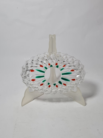 Тарелка винтажная с зелено-красным декором, 20 x 13 x 4,5 см, Германия, 1960-70гг.