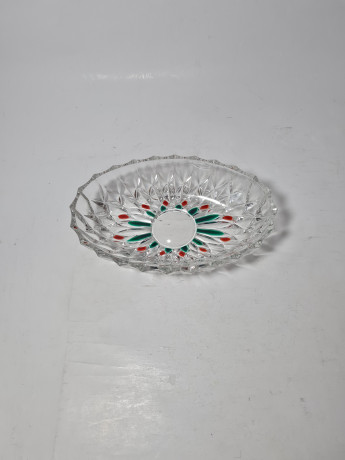 Тарелка винтажная с зелено-красным декором, 20 x 13 x 4,5 см, Германия, 1960-70гг.