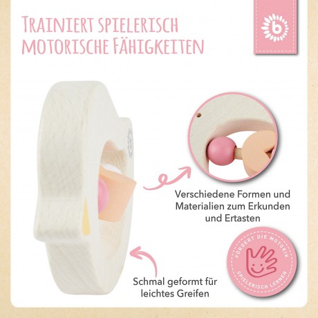 bieco Greifling Baby Beissring Vogel aus Holz Spielzeug mit Holzperlen Zahnungshilfe Beissringe Игрушка-клатч детский прорезыватель для зубов птичка из дерева игрушка с деревянными бусинами прорезыватель для зубов прорезыватель для зубов