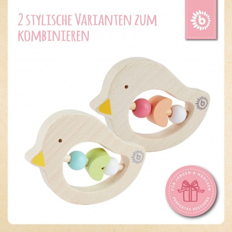 bieco Greifling Baby Beissring Vogel aus Holz Spielzeug mit Holzperlen Zahnungshilfe Beissringe Игрушка-клатч детский прорезыватель для зубов птичка из дерева игрушка с деревянными бусинами прорезыватель для зубов прорезыватель для зубов