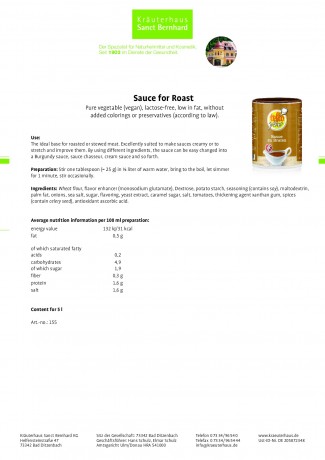 Krauterhaus Sanct Bernhardt Sauce на RoastEconomic pack, yields 5 liters