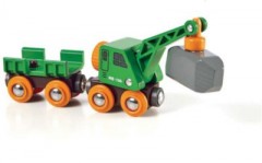 BRIO Gruner Kranwagen mit Anhanger und Fracht Зеленый автокран с прицепом и грузом