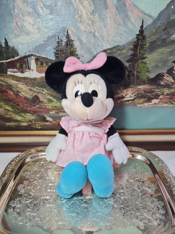 Игрушка мягкая винтажная Minney Maus в розовом платье, 40 см, Германия, 1980-90гг.