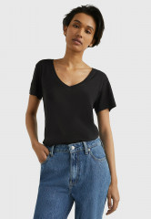 Tommy Hilfiger SLUB V-NECK Basic T-shirt black SLUB V-NECK Базовая футболка черный
