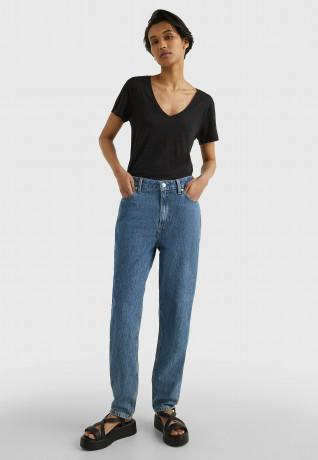 Tommy Hilfiger SLUB V-NECK Basic T-shirt black SLUB V-NECK Базовая футболка черный