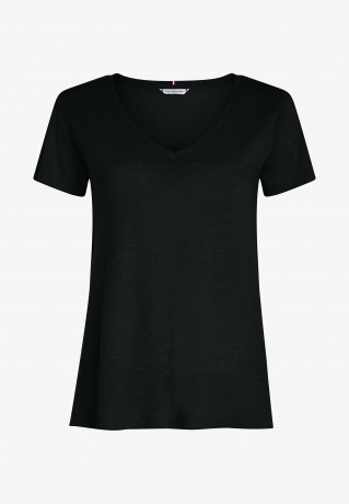 Tommy Hilfiger SLUB V-NECK Basic T-shirt black SLUB V-NECK Базовая футболка черный