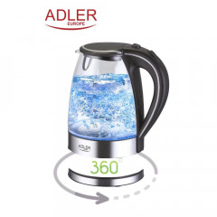 Adler Adler Wasserkocher AD 1225 Wasserkocher 1,7 L Glas Edelstahl / schwarz / transparent  Чайник Adler AD 1225 чайник 1,7 л стекло нержавеющая сталь/черный/прозрачный